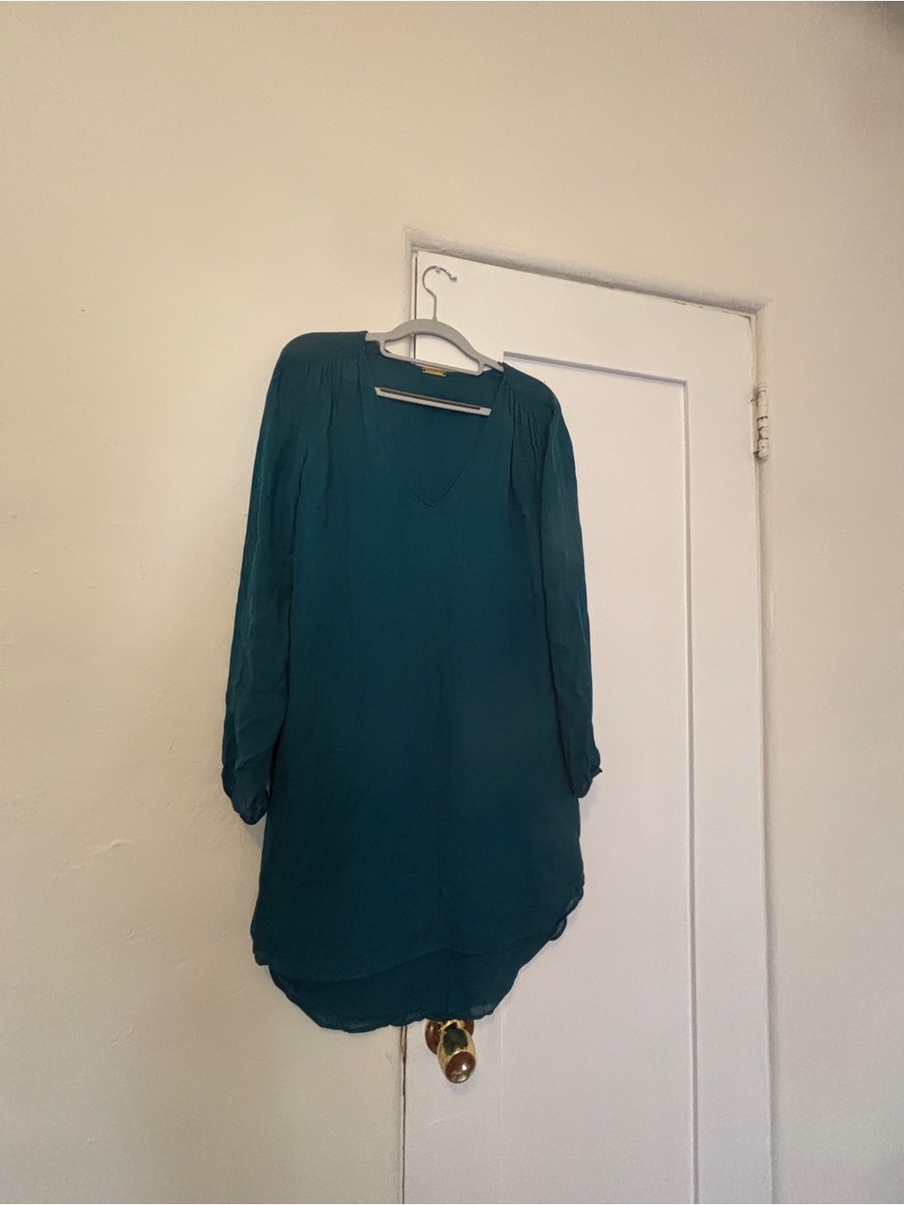 Rebecca Minkoff Teal V-Neck Long Sleeve Tunic